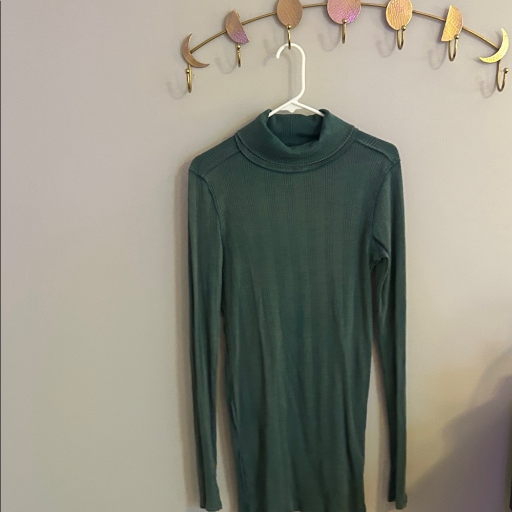 We The Free Ribbed Mock Neck Top - Teal